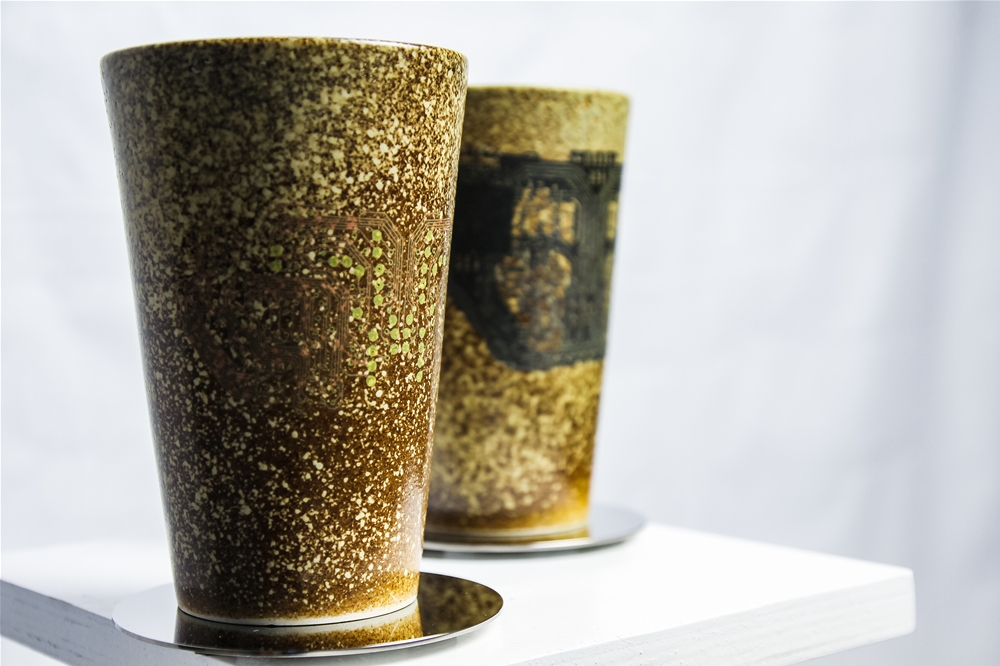 Tasse à thé Antech avec dessous de verre upcycling