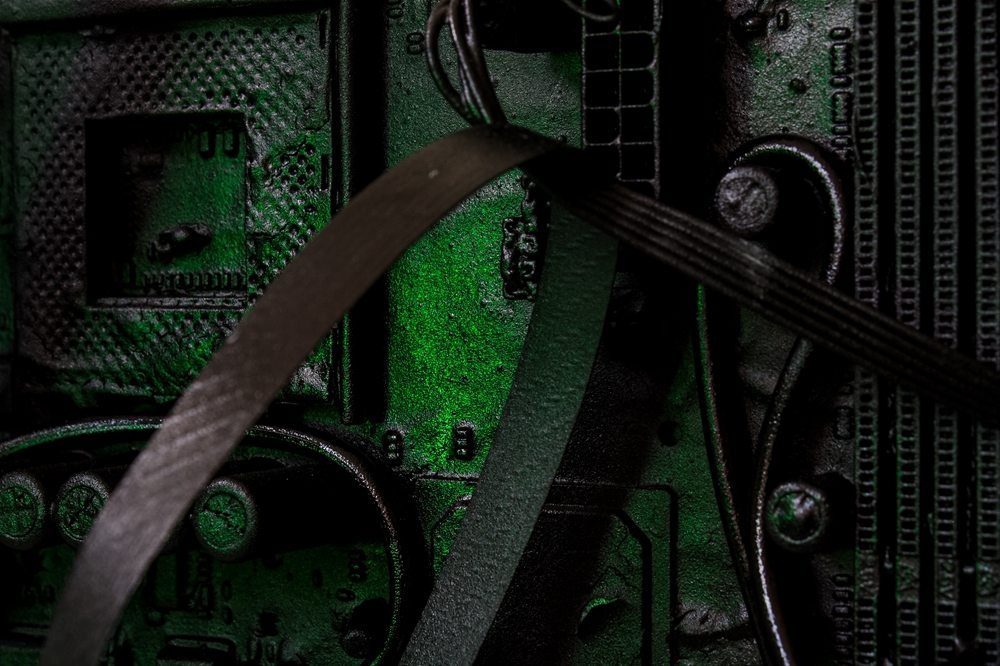 Macro de Big Data avec éclairage vert